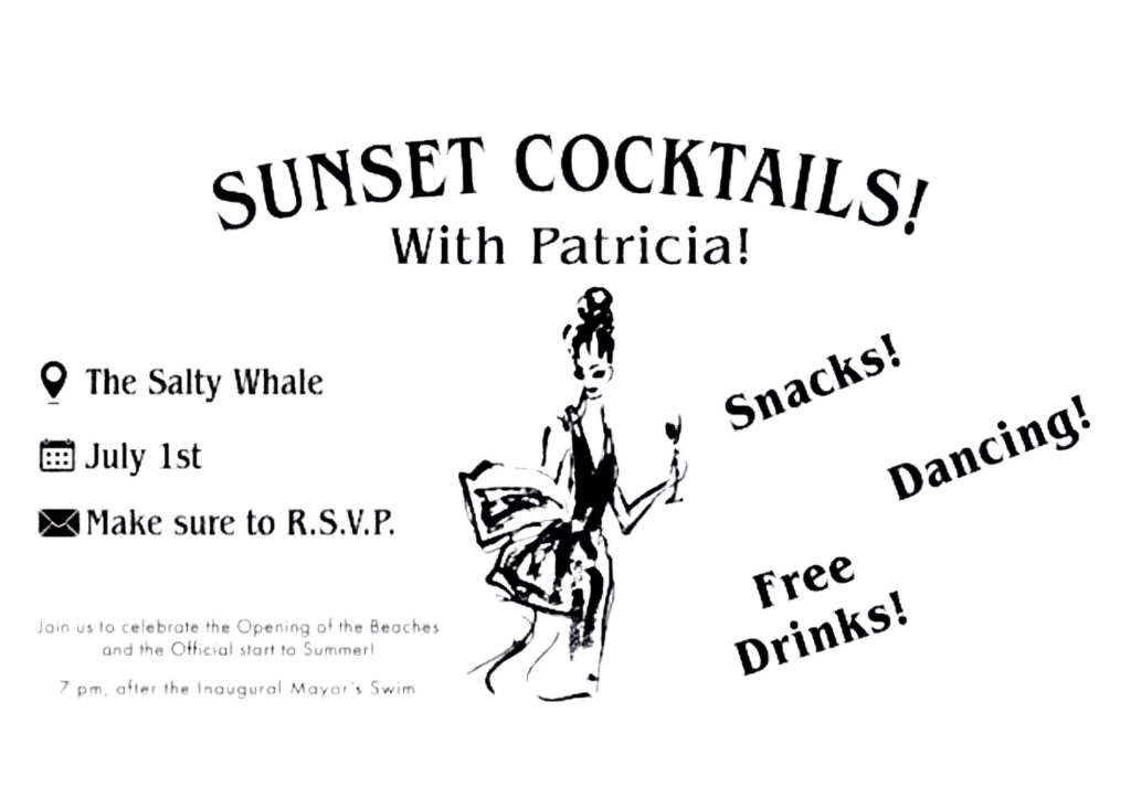 patricia sunset cocktail invite at the salty cove