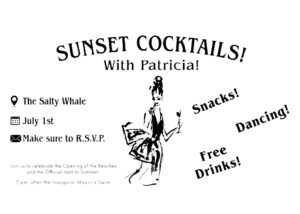 patricia sunset cocktail invite at the salty cove