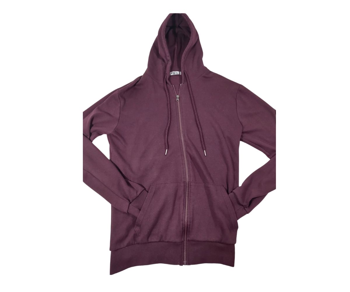 burgundy sweatshirt with hood and zipper